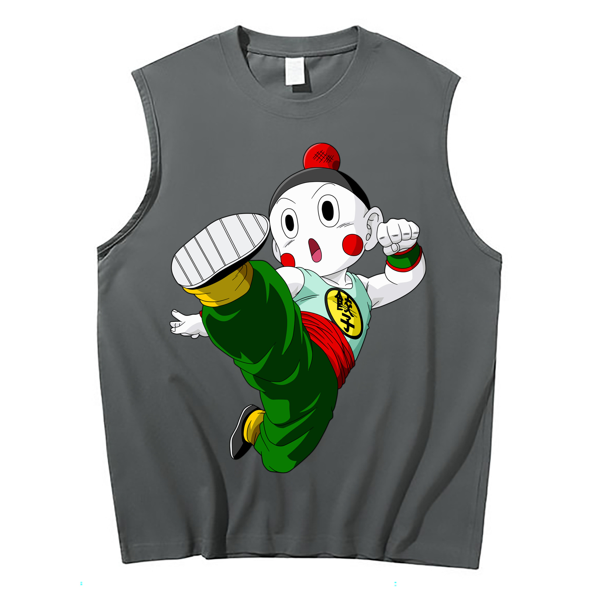 （画像用） ドラゴンボール 餃子（チャオズ）DRAGON BALL Chaoz コットン100％タンクトップ（フロントプリント）